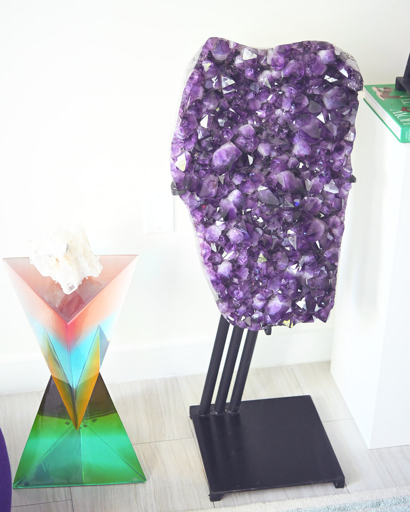 Statement Amethyst Geode | 98lb / 3ft Deep Purple Brazilian Crystal on Custom Stand