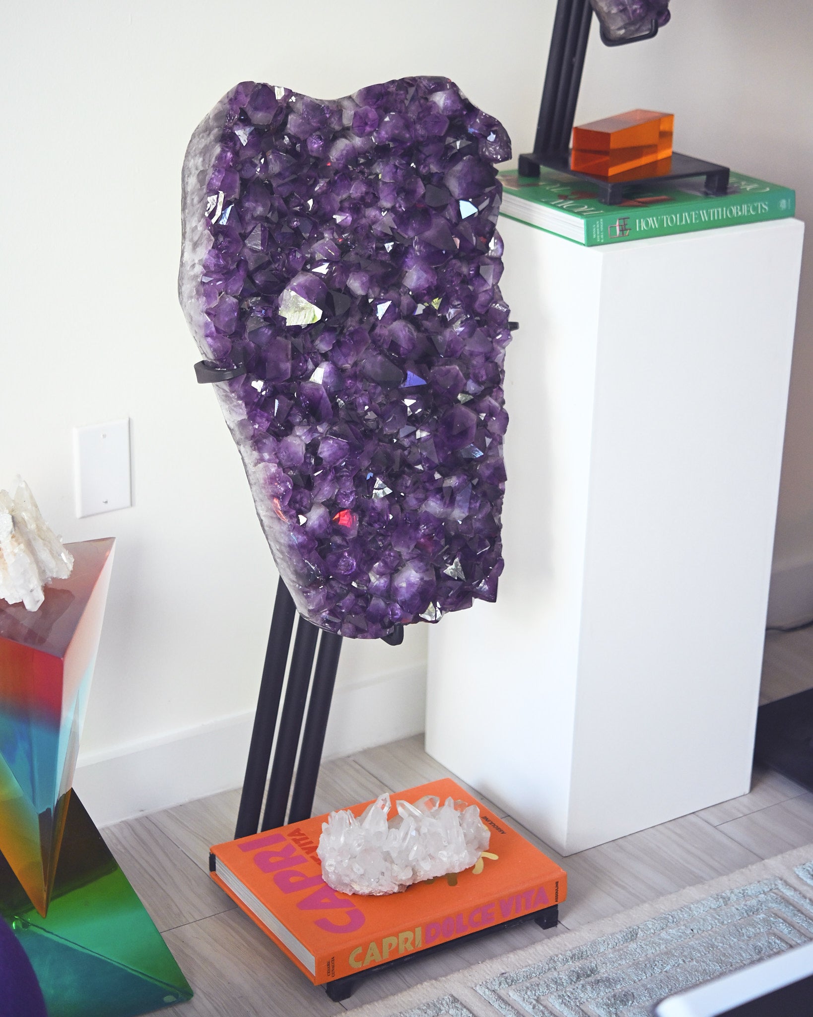 Statement Amethyst Geode | 98lb / 3ft Deep Purple Brazilian Crystal on Custom Stand