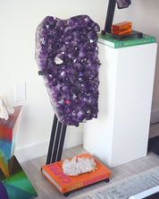 Statement Amethyst Geode | 98lb / 3ft Deep Purple Brazilian Crystal on Custom Stand