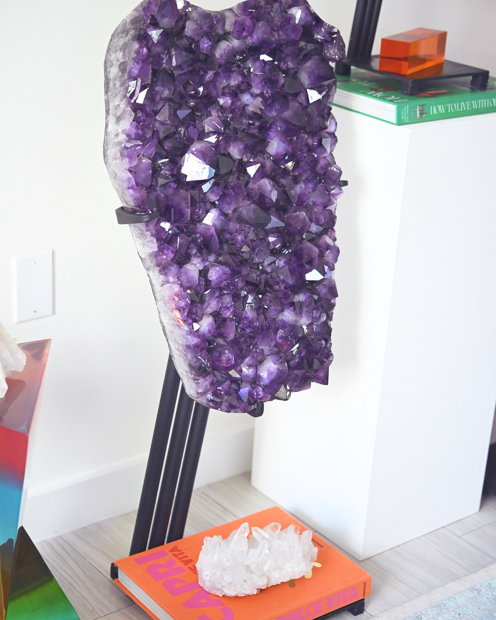 Statement Amethyst Geode | 98lb / 3ft Deep Purple Brazilian Crystal on Custom Stand
