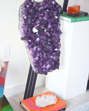Statement Amethyst Geode | 98lb / 3ft Deep Purple Brazilian Crystal on Custom Stand