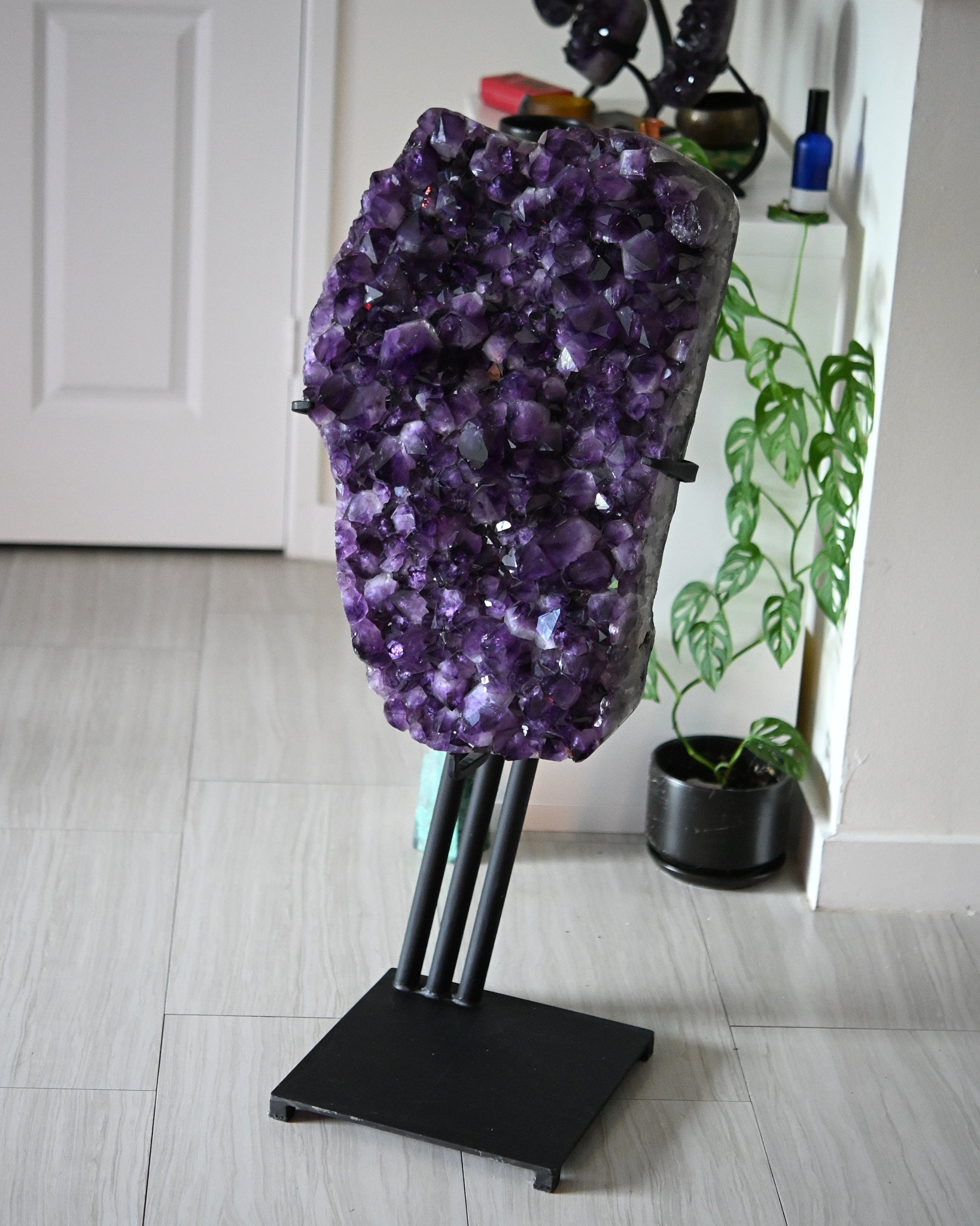Statement Amethyst Geode | 98lb / 3ft Deep Purple Brazilian Crystal on Custom Stand