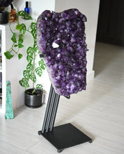 Statement Amethyst Geode | 98lb / 3ft Deep Purple Brazilian Crystal on Custom Stand