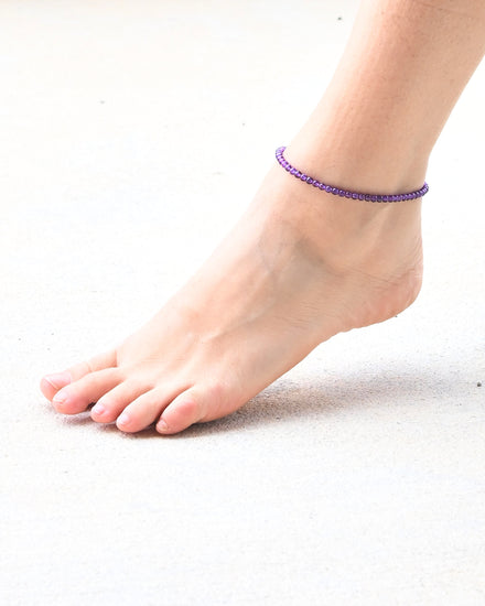 Amethyst Beaded Anklet — Amethyst crystal specimen
