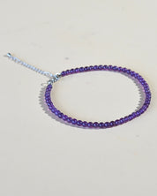 Amethyst Beaded Anklet - natural amethyst crystal side view