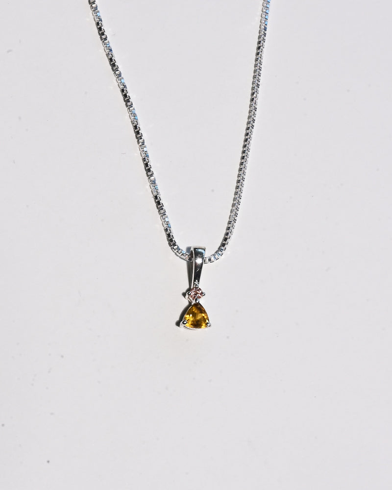 Petite tourmaline pendant on sterling silver box chain