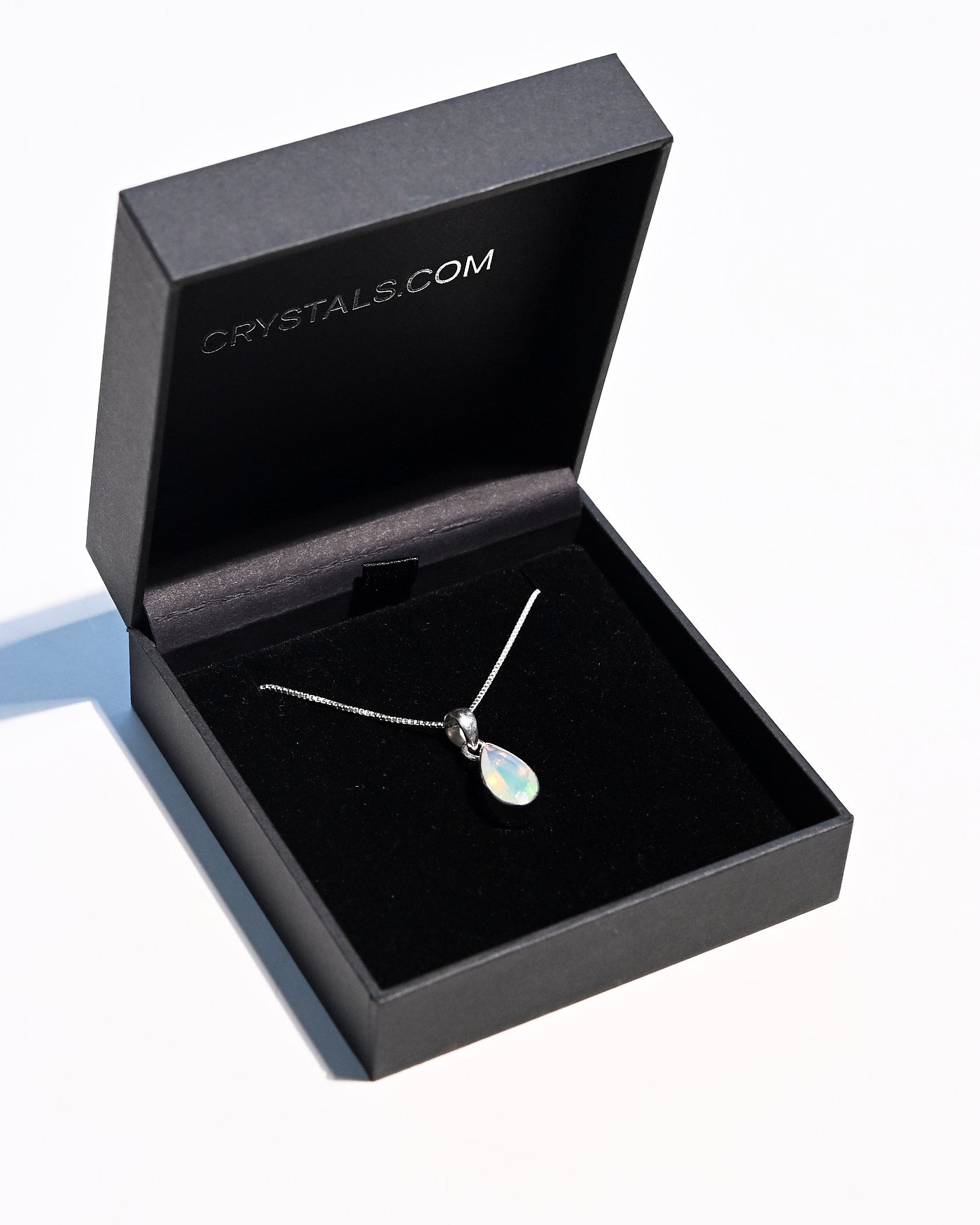White opal necklace 925 silver October birthstone gift