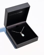 White opal necklace 925 silver October birthstone gift