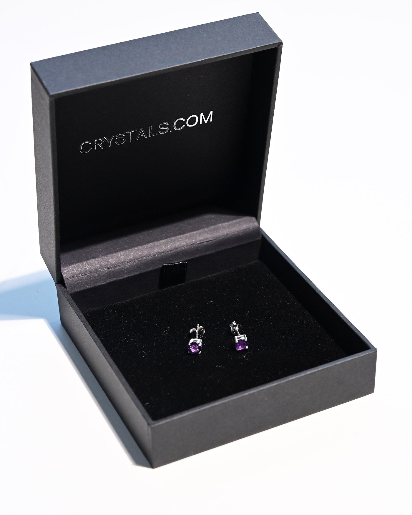 Purple amethyst stud earrings pair