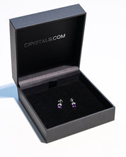 Purple amethyst stud earrings pair