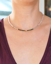 Malachite, Clear Quartz &amp; Rose Quartz Necklace