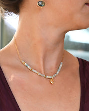 Pink Topaz & Ruby Paperclip Necklace