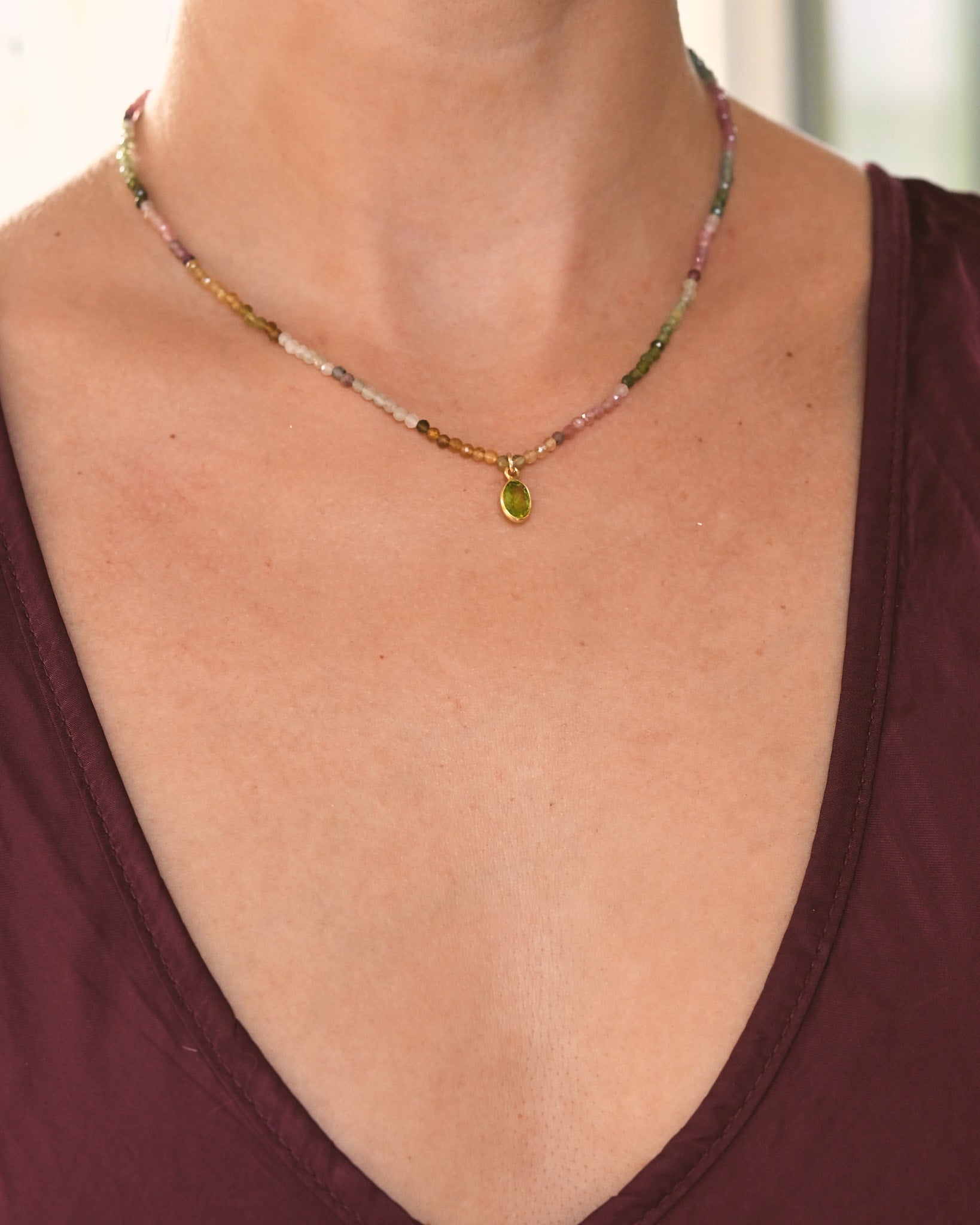 Watermelon Tourmaline & Peridot Necklace