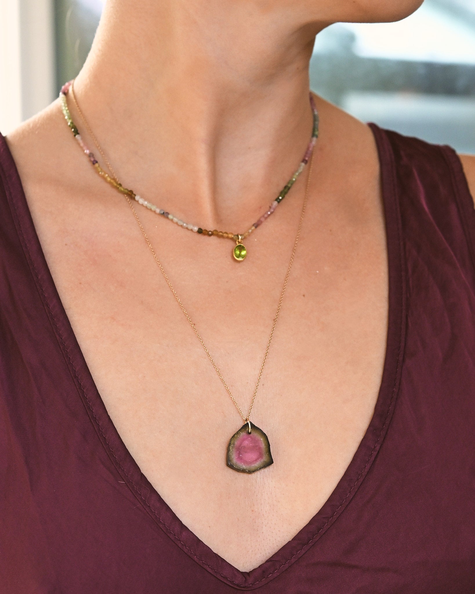 Watermelon Tourmaline & Peridot Necklace