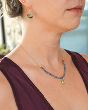 Blue Topaz & Kyanite Paperclip Necklace