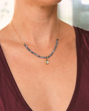 Blue Topaz & Kyanite Paperclip Necklace