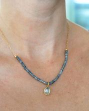 Blue Topaz & Kyanite Paperclip Necklace