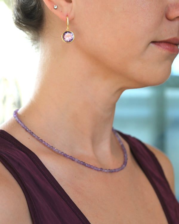 Amethyst Huggie Earrings