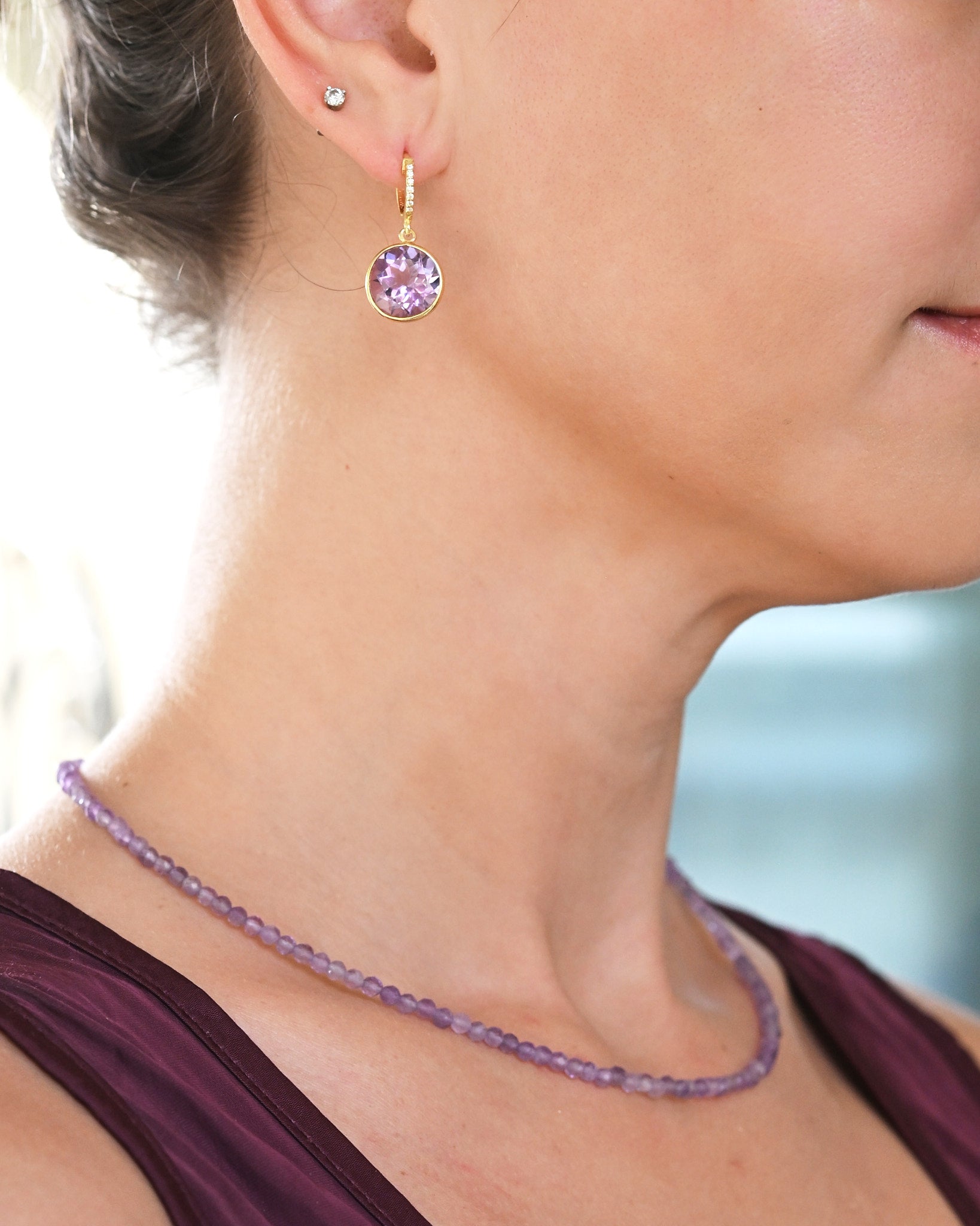 Amethyst Huggie Earrings