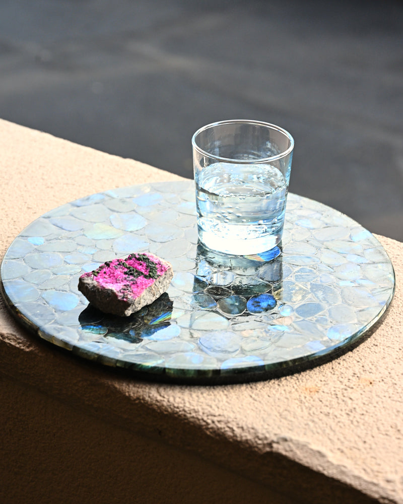Round Labradorite Crystal Tray