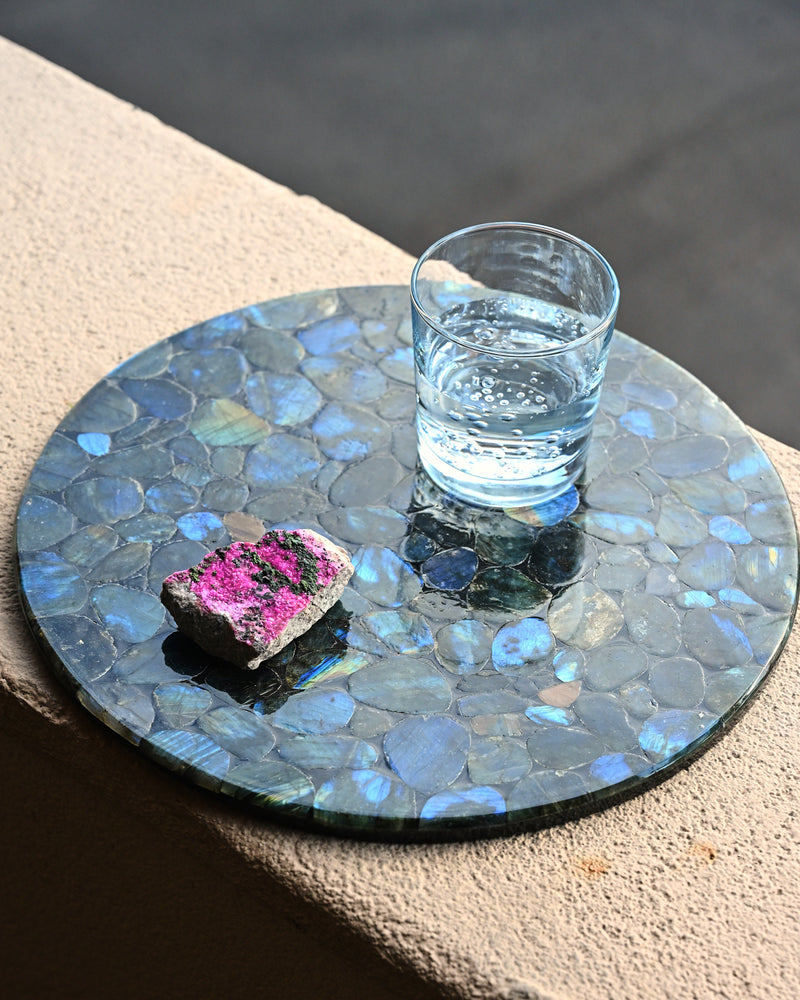 Round Labradorite Crystal Tray