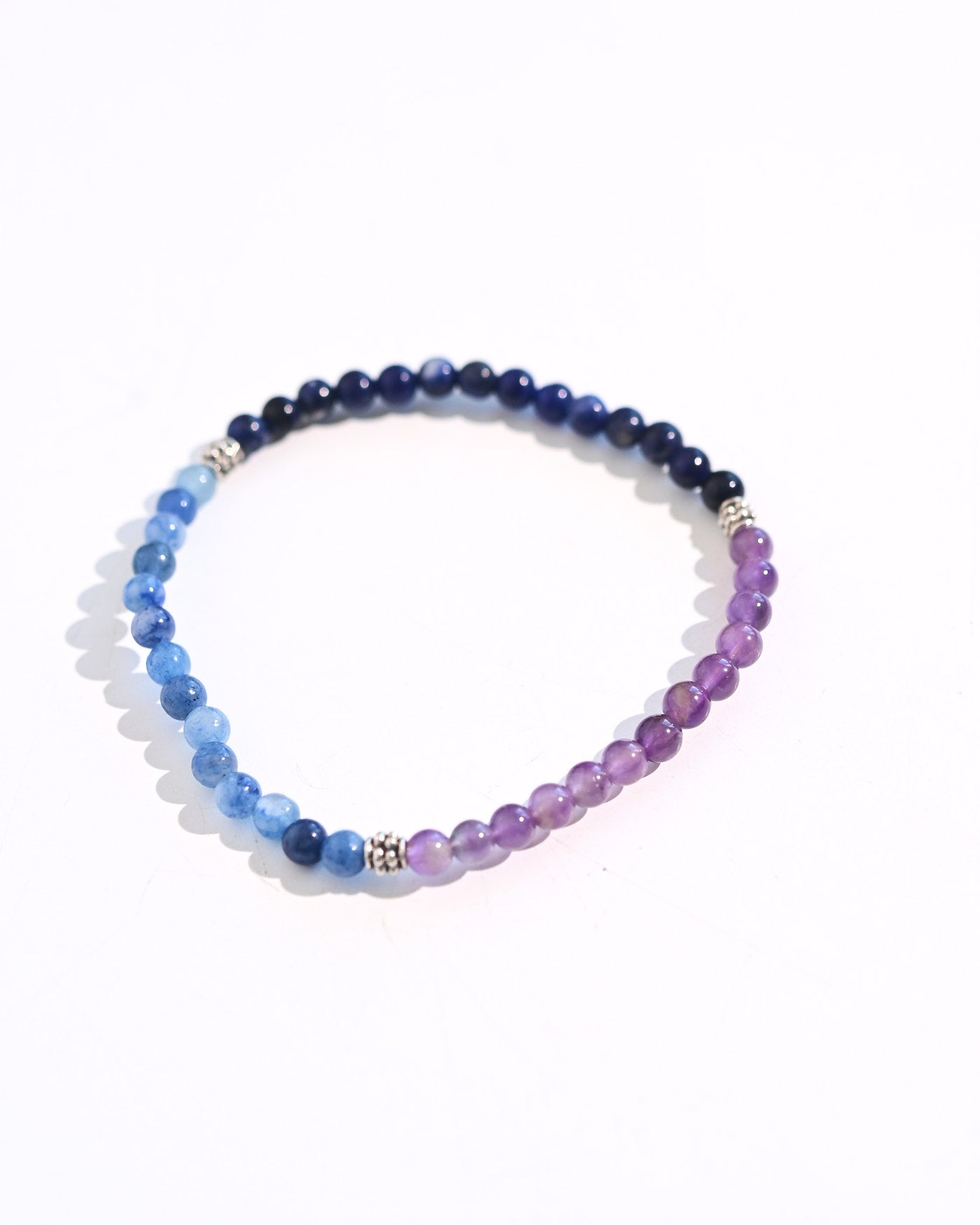 Lapis Lazuli and Amethyst Bracelet on wrist