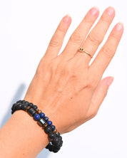 Lava Stone and Lapis Lazuli Bracelet Set