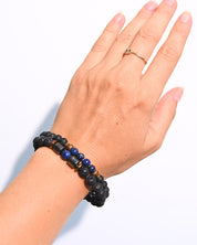 Lava Stone and Lapis Lazuli Bracelet Set stacked