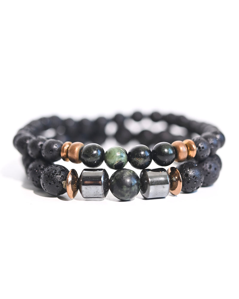 Lava Stone + Kambaba Jasper Bracelet