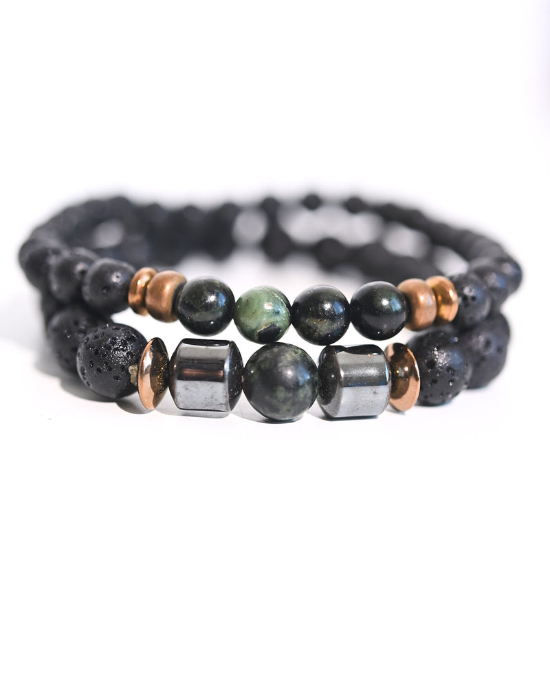 Lava Stone + Kambaba Jasper Bracelet