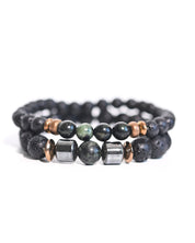 Lava Stone and Kambaba Jasper Bracelet on display