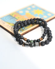 Lava Stone and Kambaba Jasper Bracelet styling