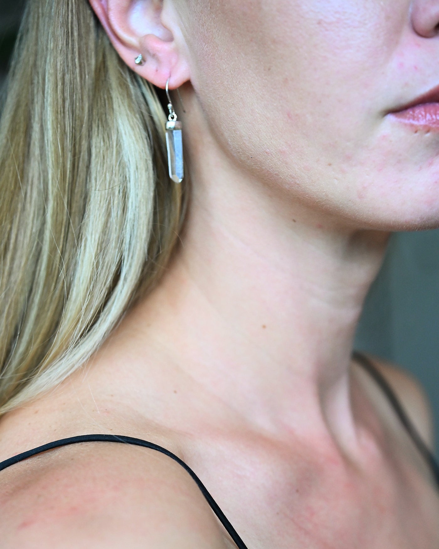 Lemurian Quartz Crystal Earrings