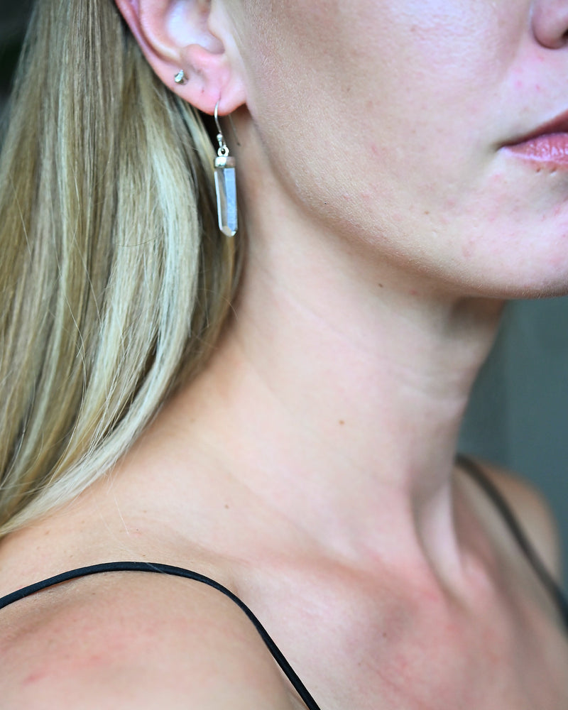 Lemurian Quartz Crystal Earrings