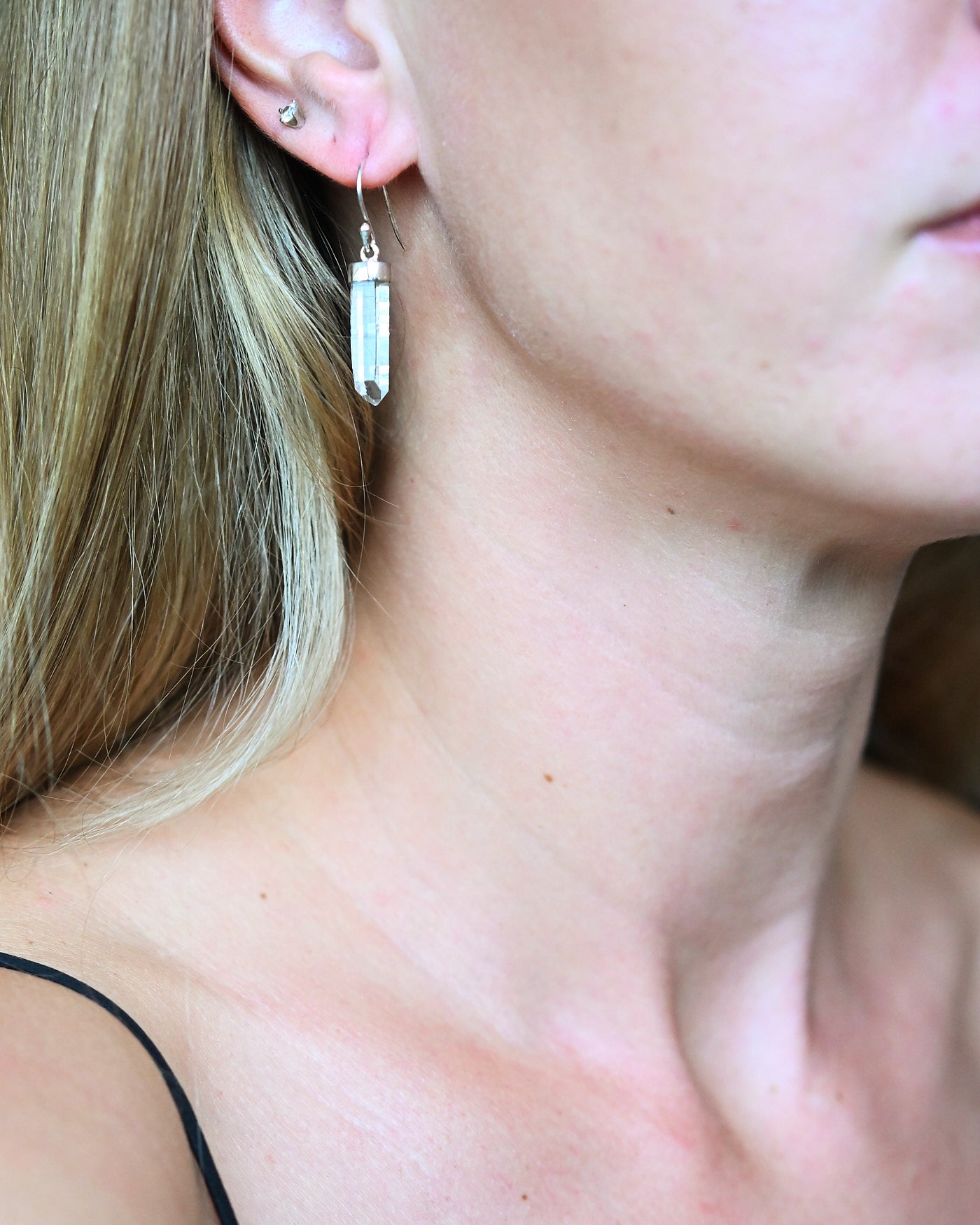 Lemurian Quartz Crystal Earrings