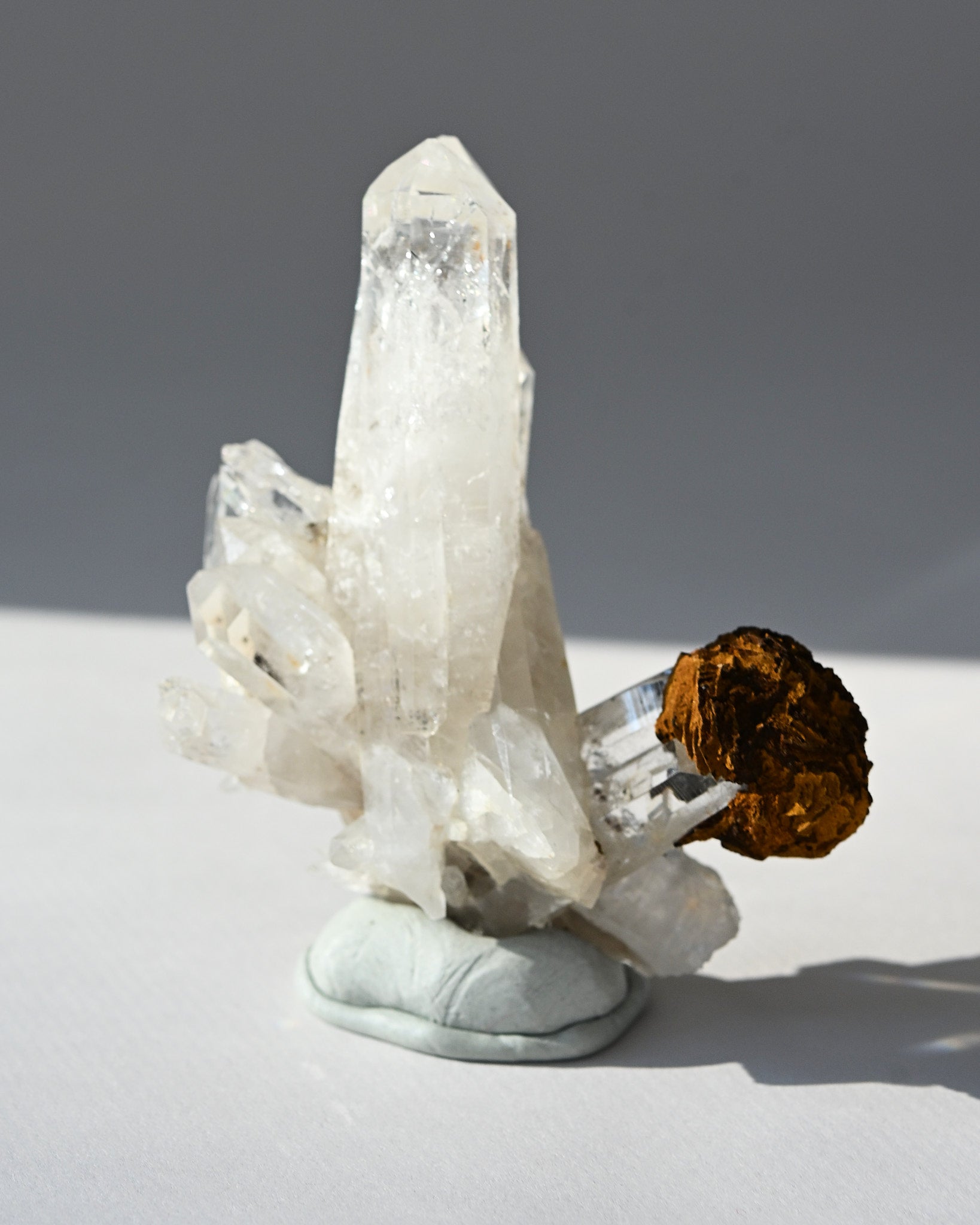 Twin Lemurian Quartz w Siderite