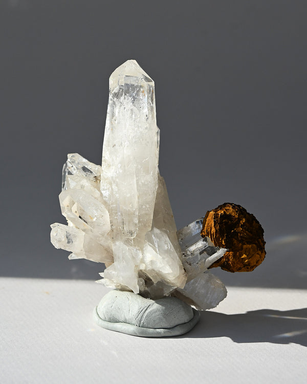 Twin Lemurian Quartz w Siderite