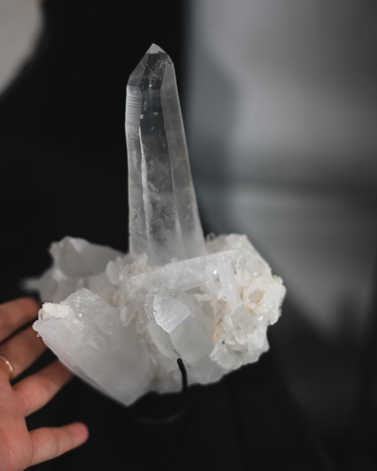 Lemurian Quartz Cluster on Stand