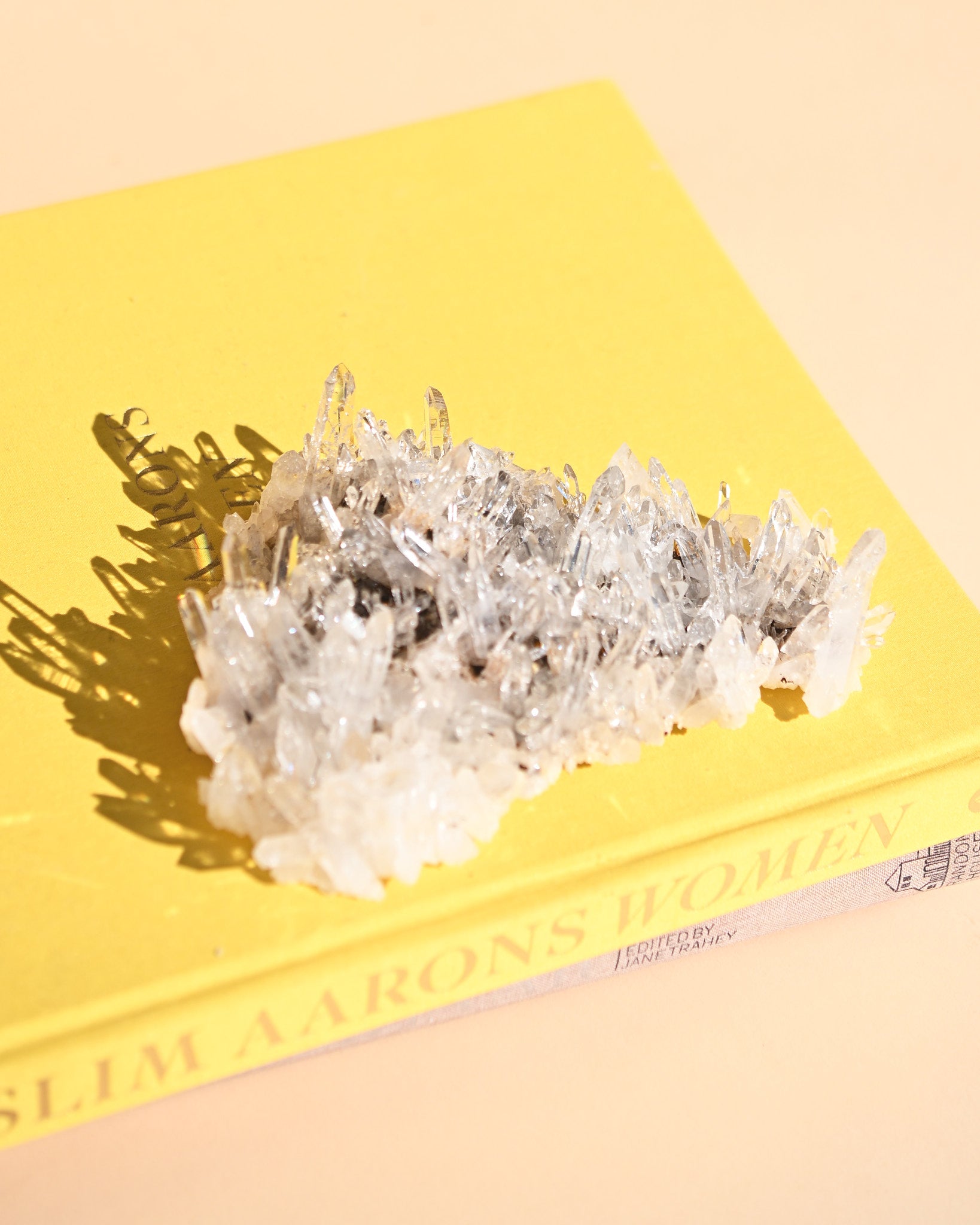 Colombian Lemurian Quartz Cluster 7in - clear quartz crystal cluster specimen scale view