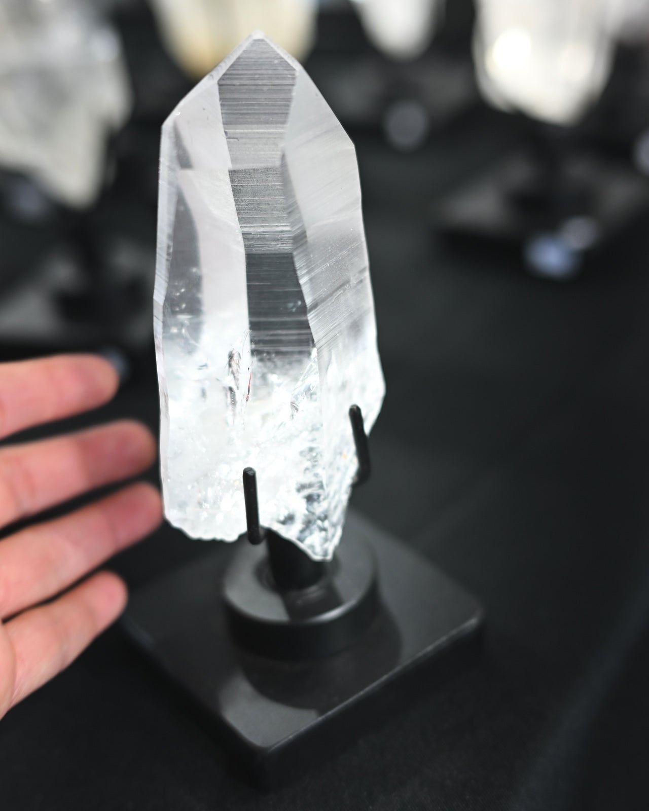 Polished Lemurian Quartz Specimen on Stand – Brazil