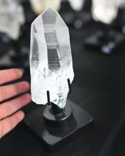 Polished Lemurian Quartz Specimen on Stand – Brazil