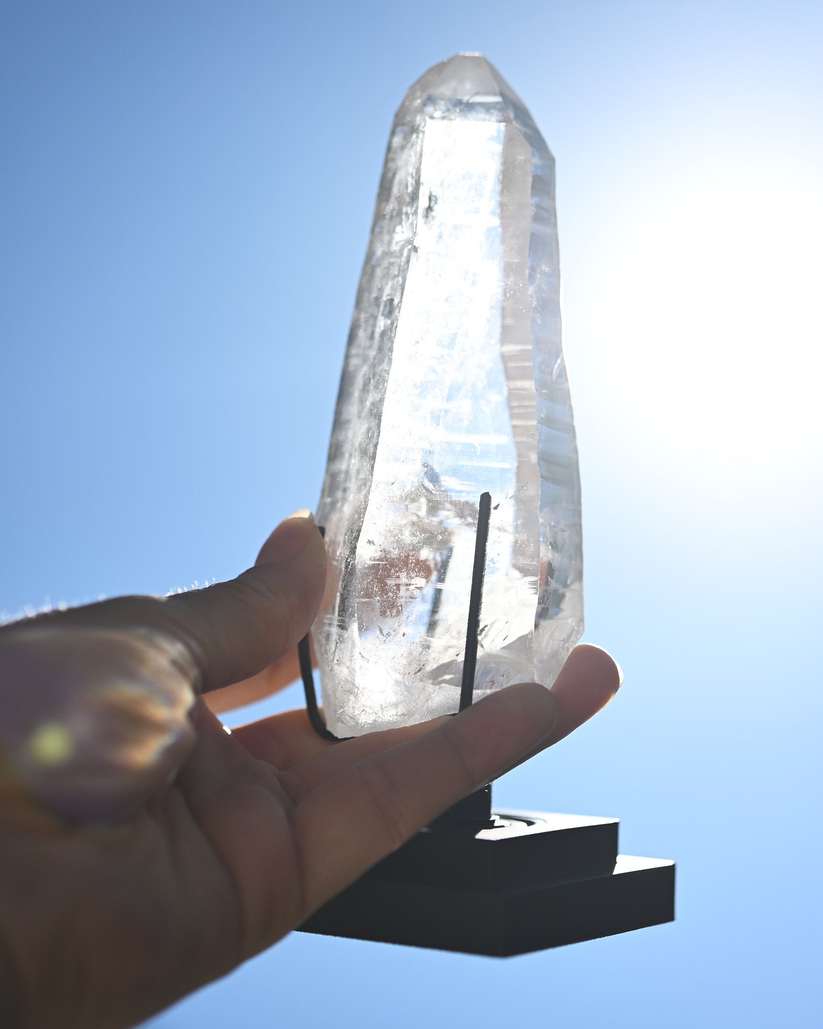 Lemurian Quartz Cluster on Stand 5in
