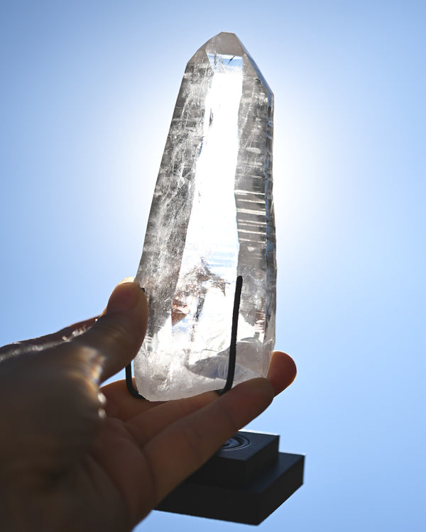 Lemurian Quartz Cluster on Stand 5in