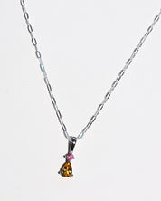 Yellow and pink tourmaline pendant detail