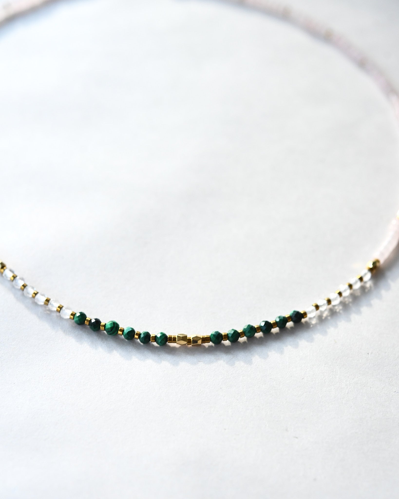 Malachite, Clear Quartz &; Rose Quartz Necklace