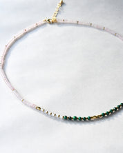 Malachite, Clear Quartz &; Rose Quartz Necklace