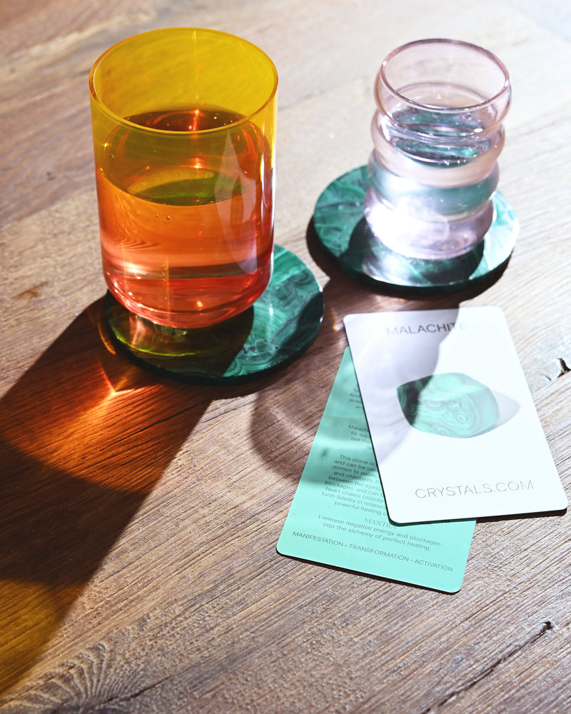 Genuine Malachite Coaster 2pc Set