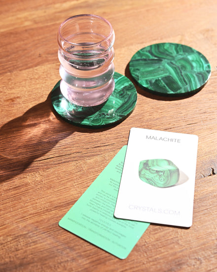 Genuine Malachite Coaster 2pc Set — Malachite crystal specimen