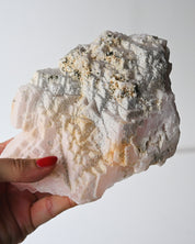 Manganoan calcite with pyrite back view