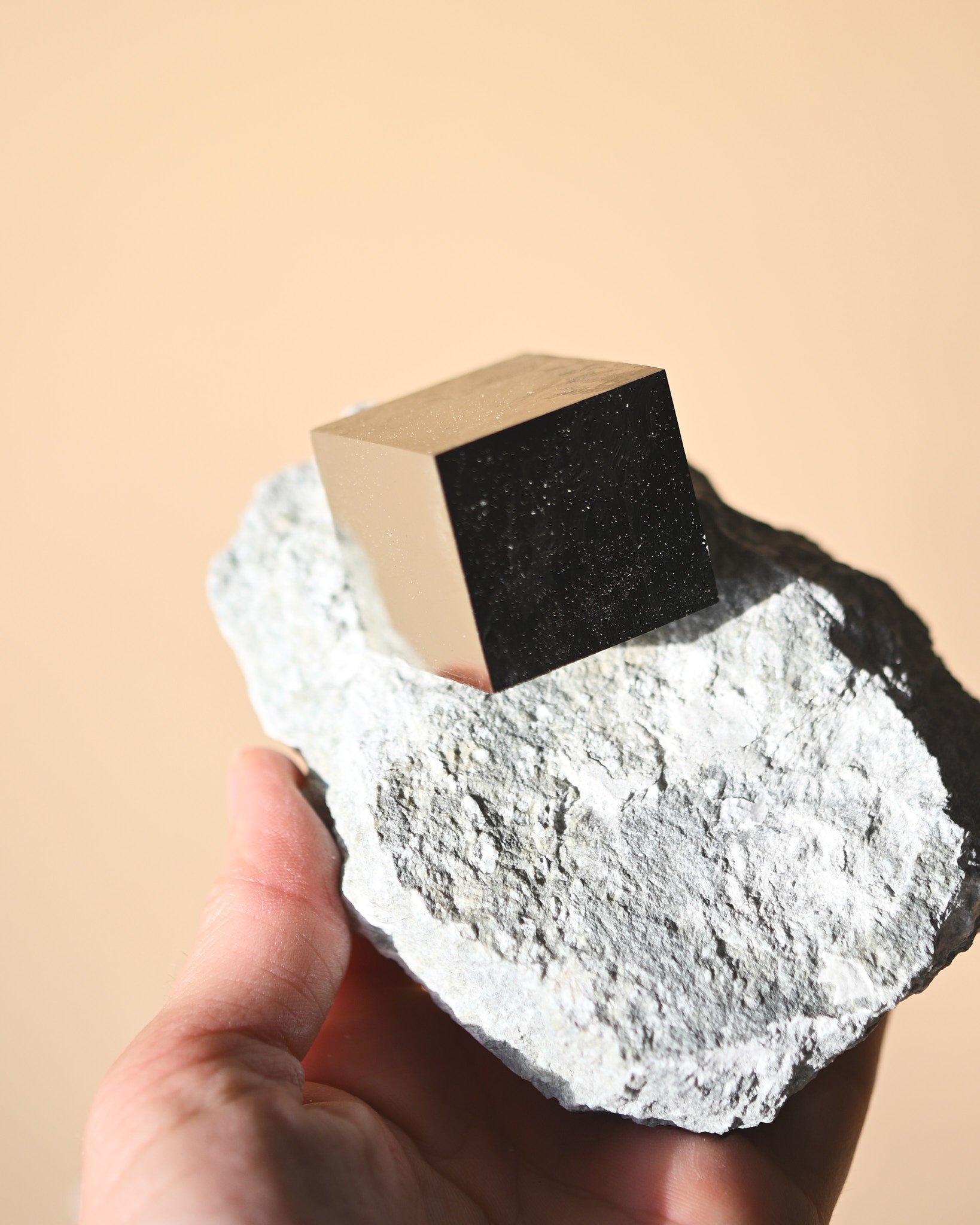 Pyrite Cube on Matrix 1.3lbs No. 567 - pyrite crystal rough natural close up detail